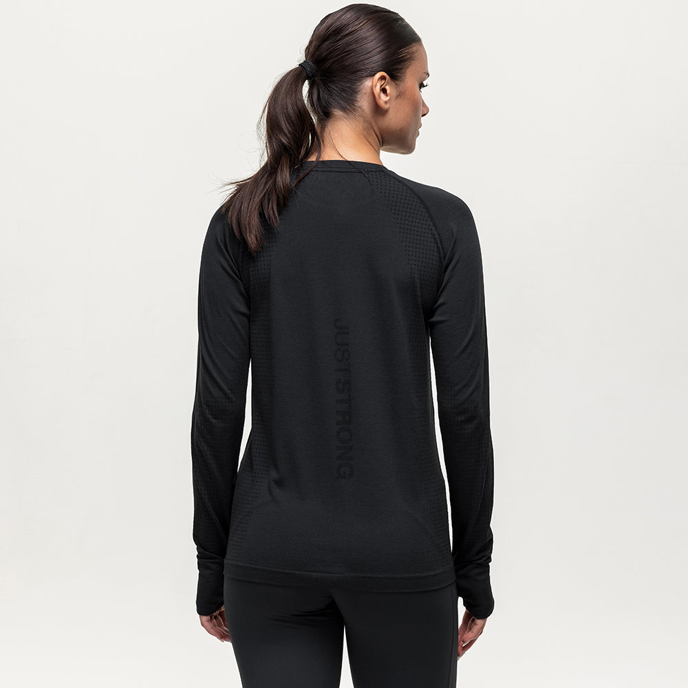 Pacer Seamless Long Sleeve Run Tee - Black