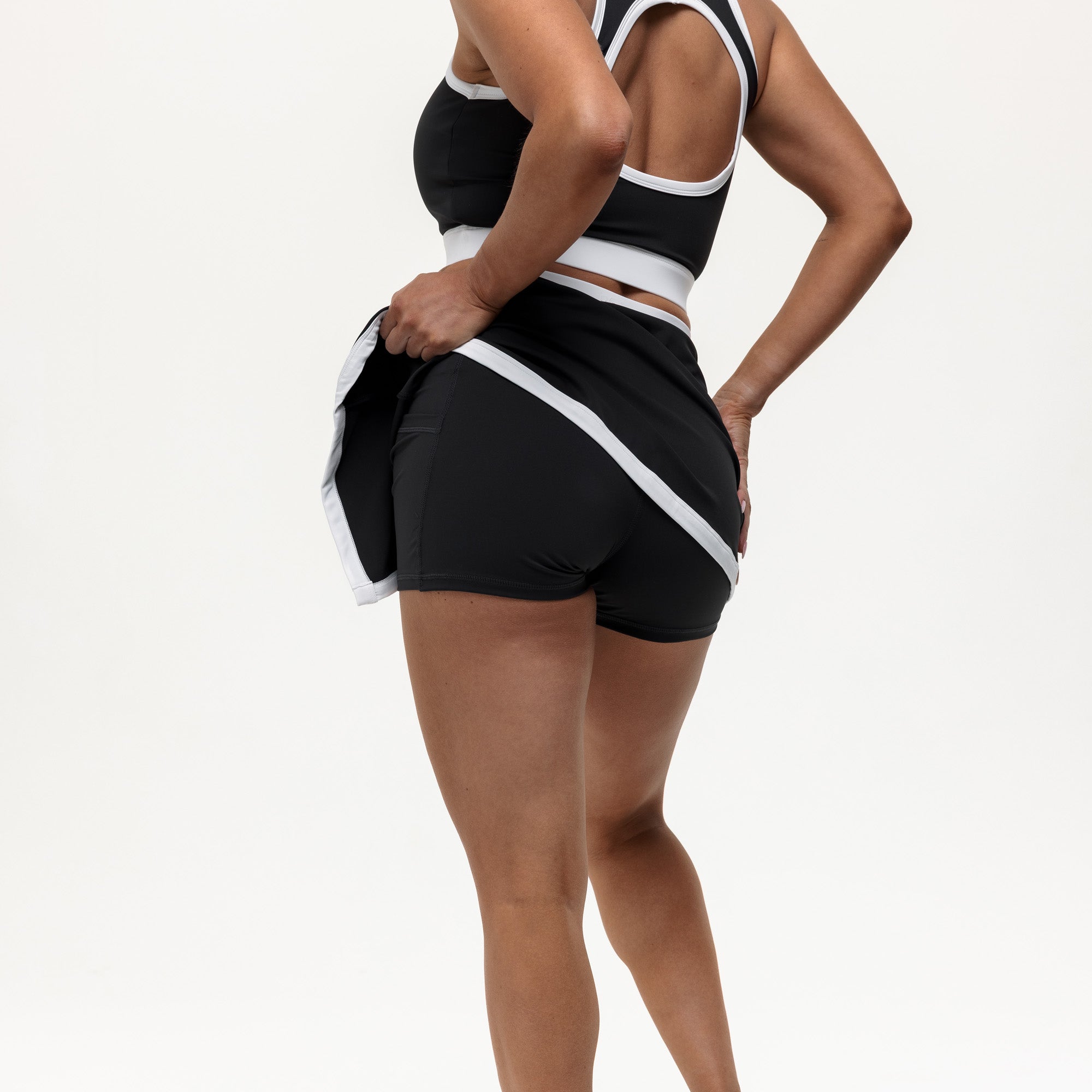 Centre Court 2-in-1 Skirt - Black/White (PRE ORDER)