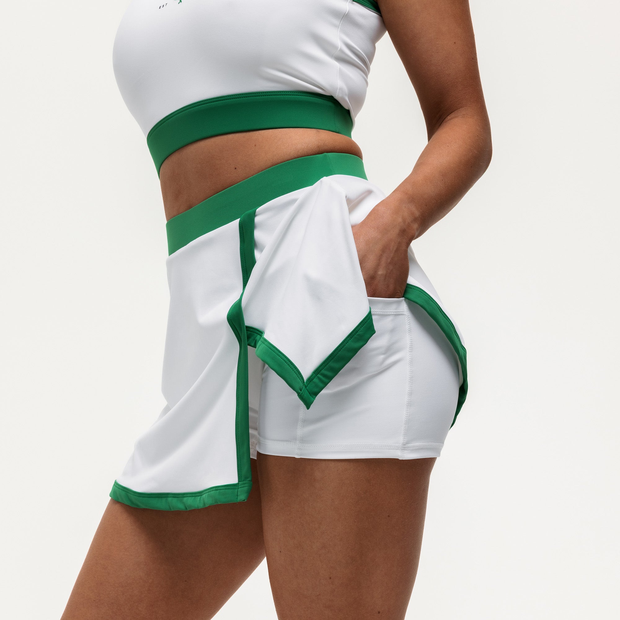 Centre Court 2-in-1 Skirt - White/Green (PRE ORDER)