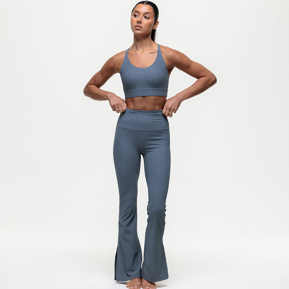 Maya Ribbed Flare Leggings - Graphite
