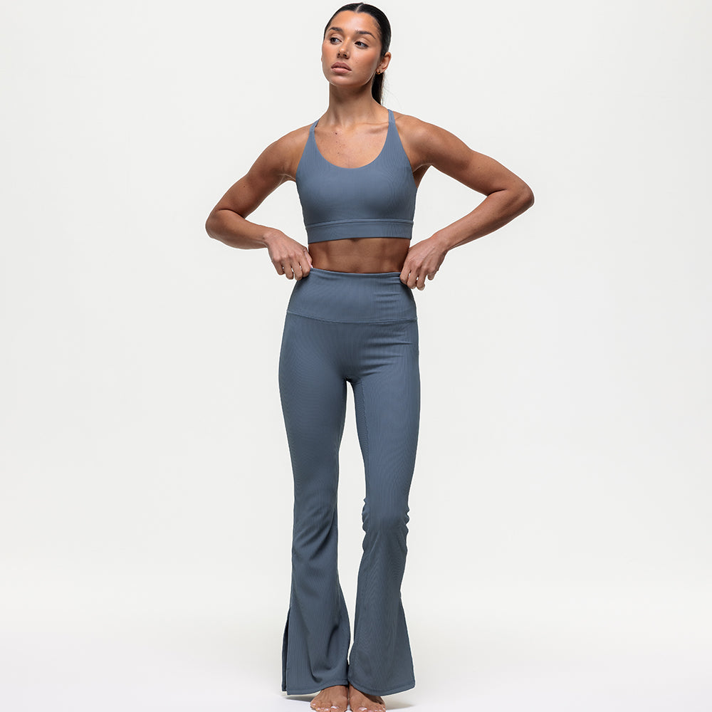 Namaste Ribbed Medium Support Bra - Graphite