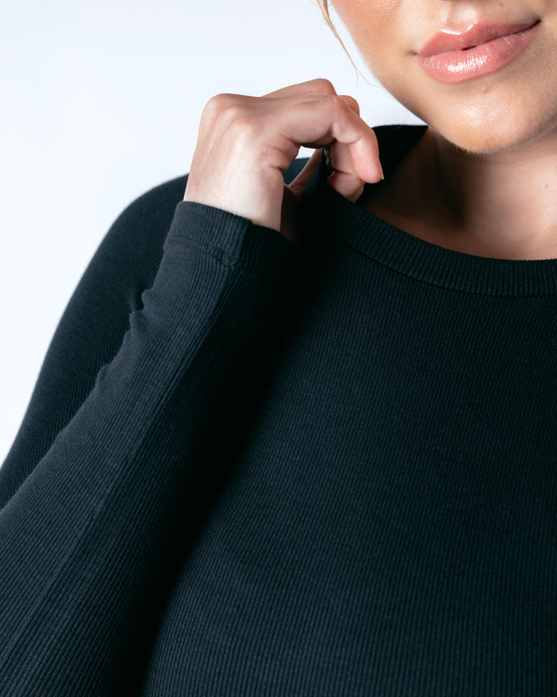 Long Sleeve Workout Tee - Black Onyx