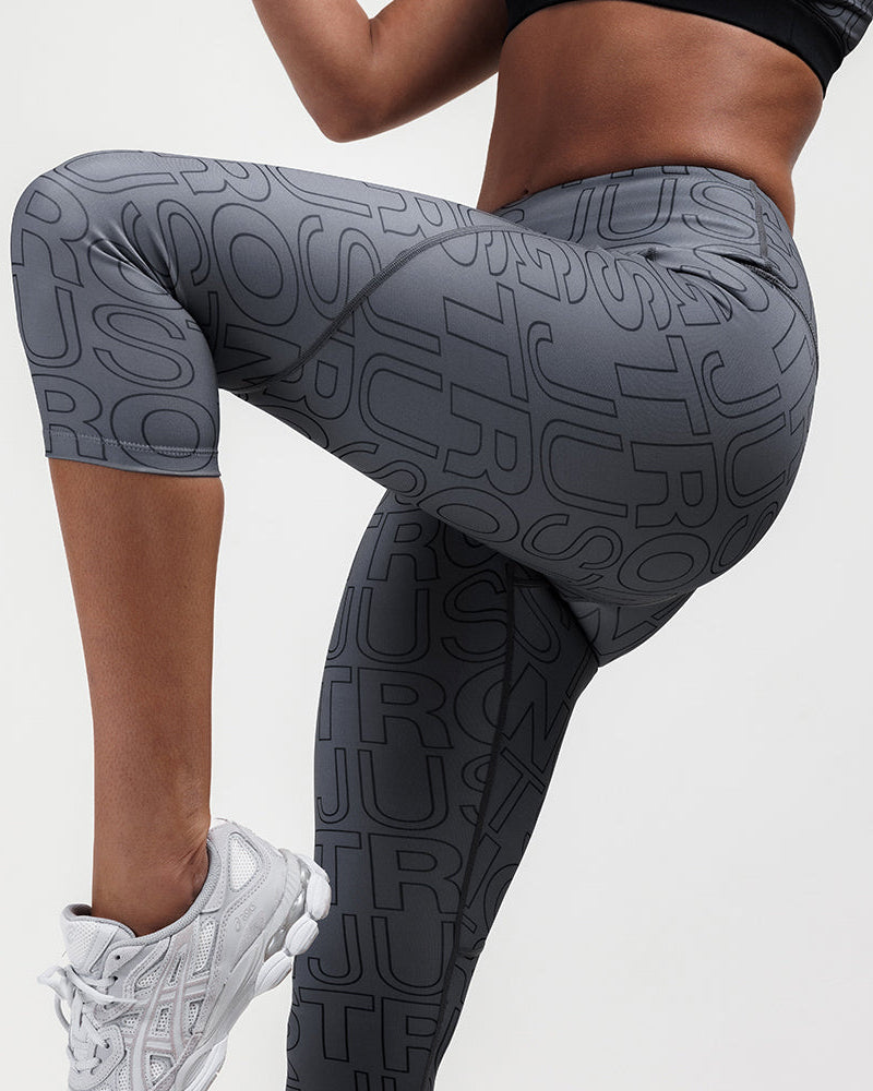 Printed Motion Capri Mid Rise Leggings - Slate/Black