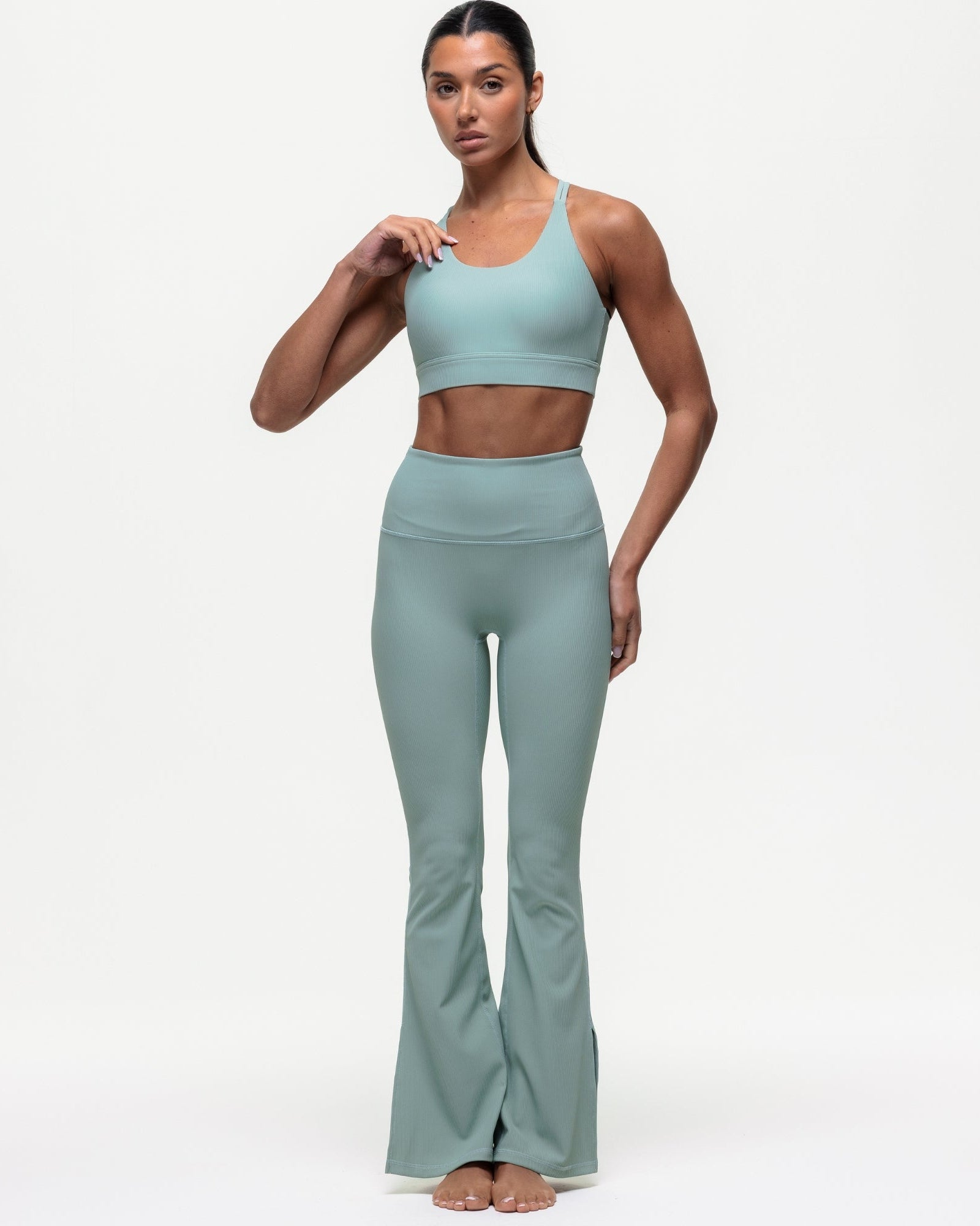 Maya Ribbed Flare Leggings - Seamoss