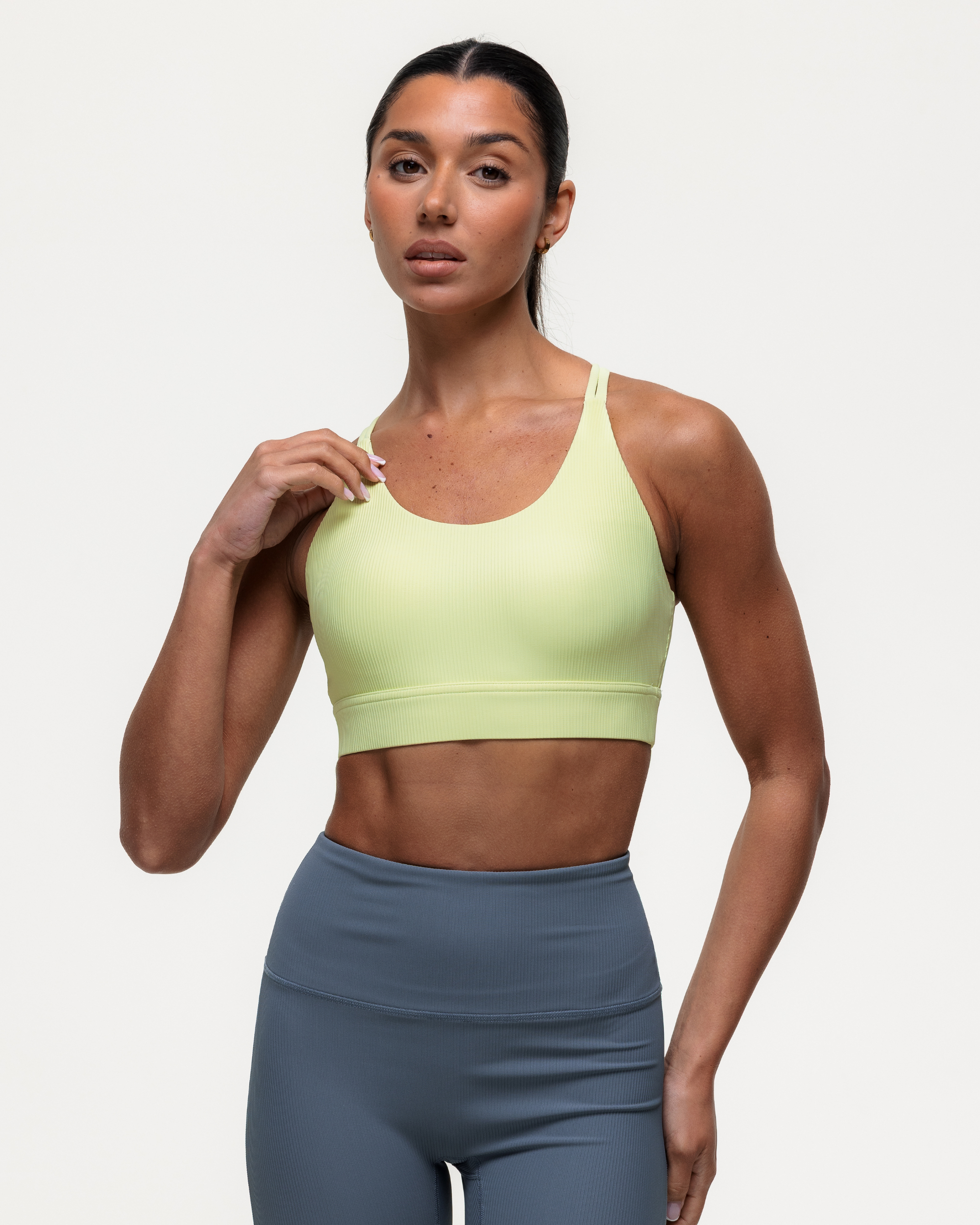 Namaste Ribbed Medium Support Bra - Lime