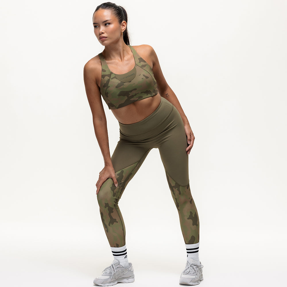 Vertex Camo High Rise Leggings - Military Green