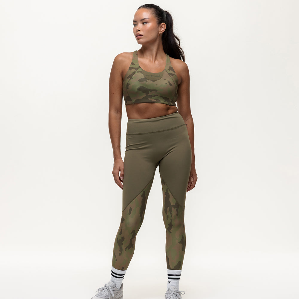 Vertex Camo High Rise Leggings - Military Green