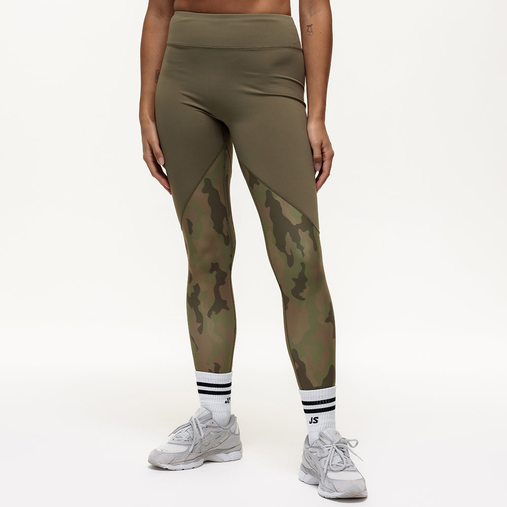 Vertex Camo High Rise Leggings - Military Green