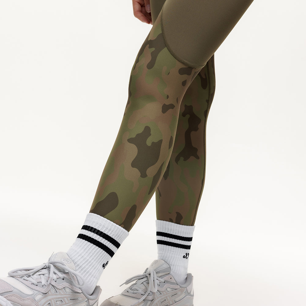 Vertex Camo High Rise Leggings - Military Green