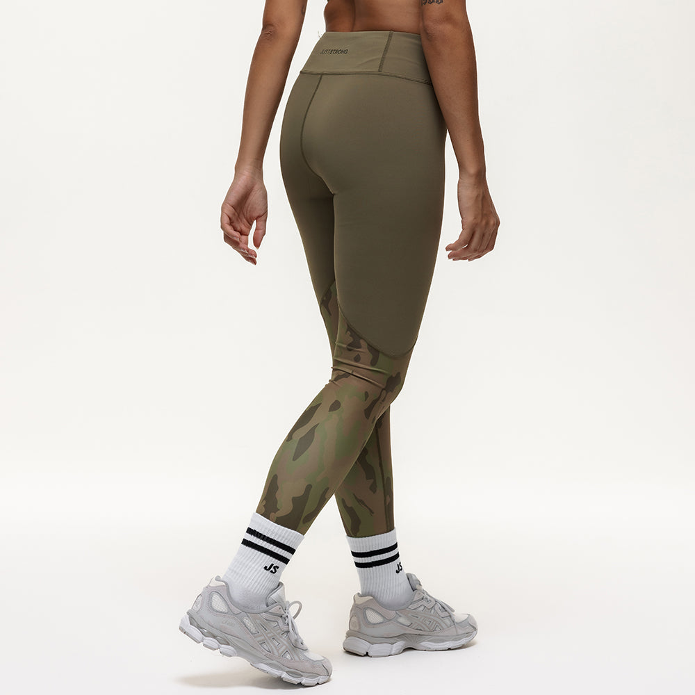 Vertex Camo High Rise Leggings - Military Green