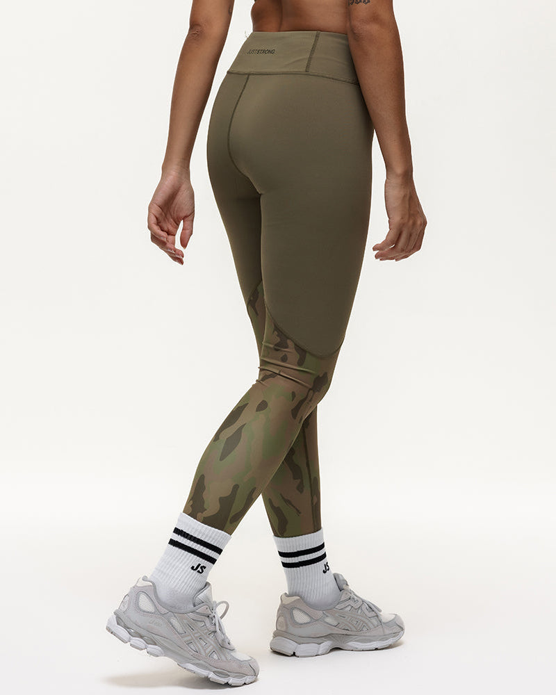 Vertex Camo High Rise Leggings - Military Green