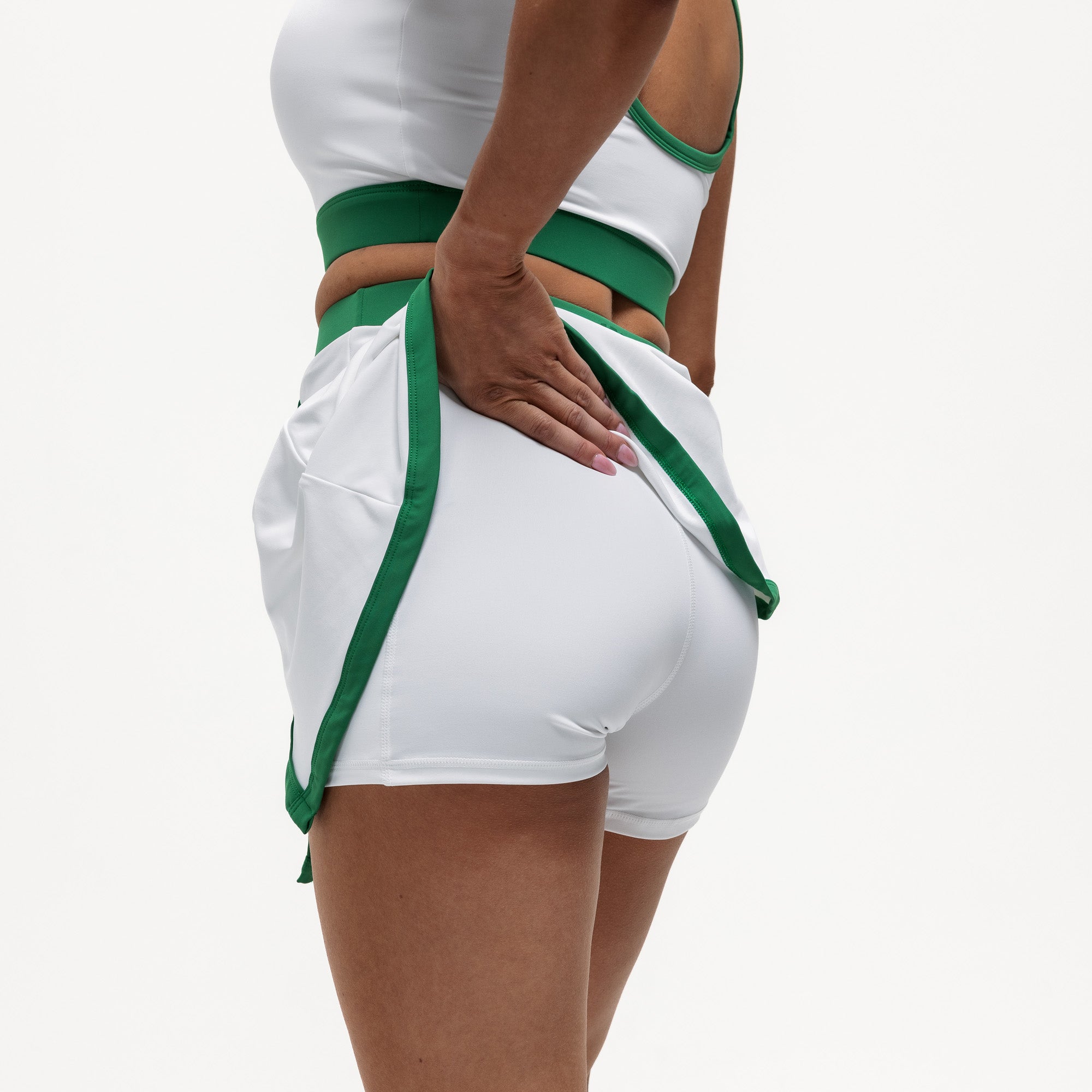 Centre Court 2-in-1 Skirt - White/Green (PRE ORDER)