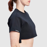 Black Oversized Athletic Cropped Tonal T-Shirt