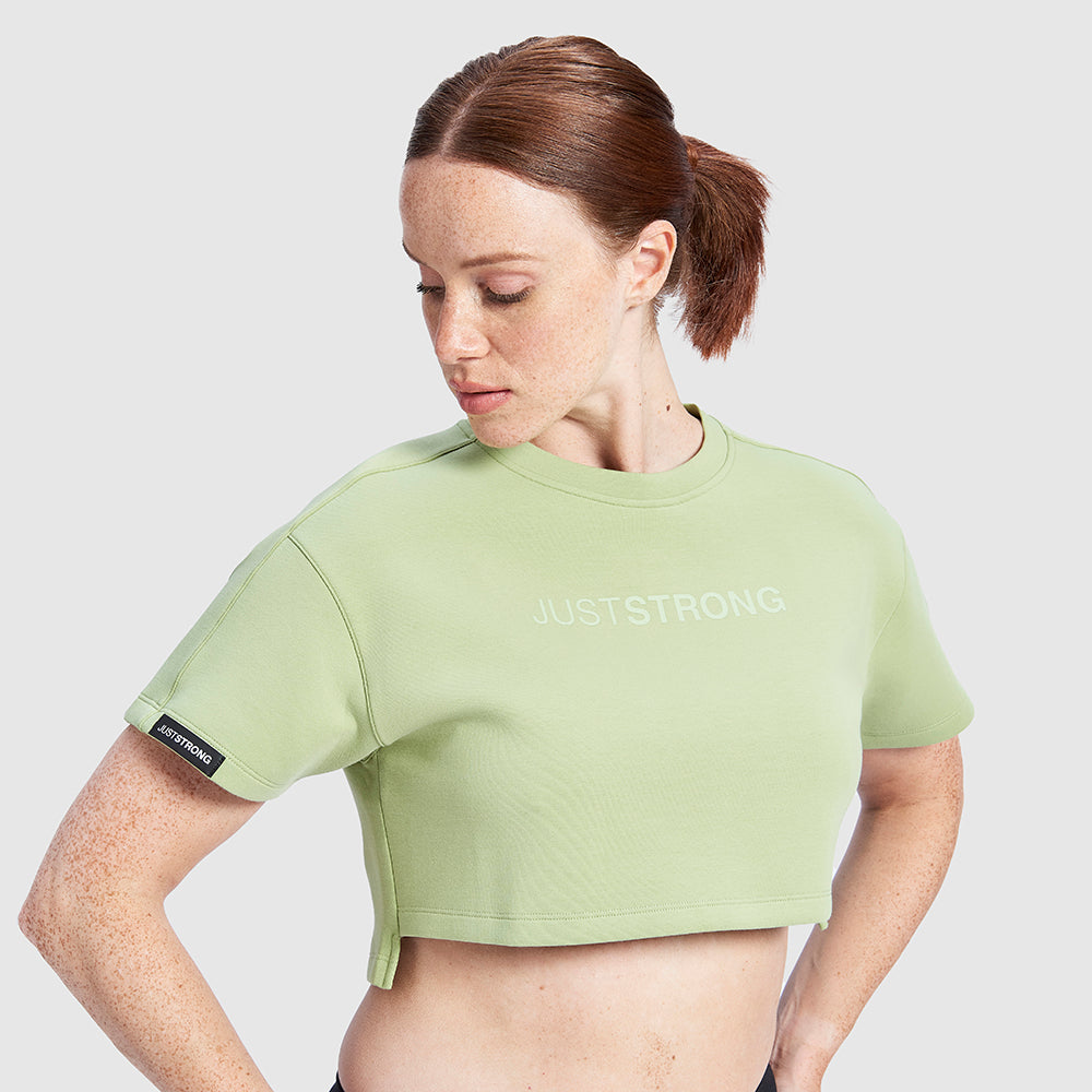 Lime Green Oversized Athletic Cropped Tonal T-Shirt