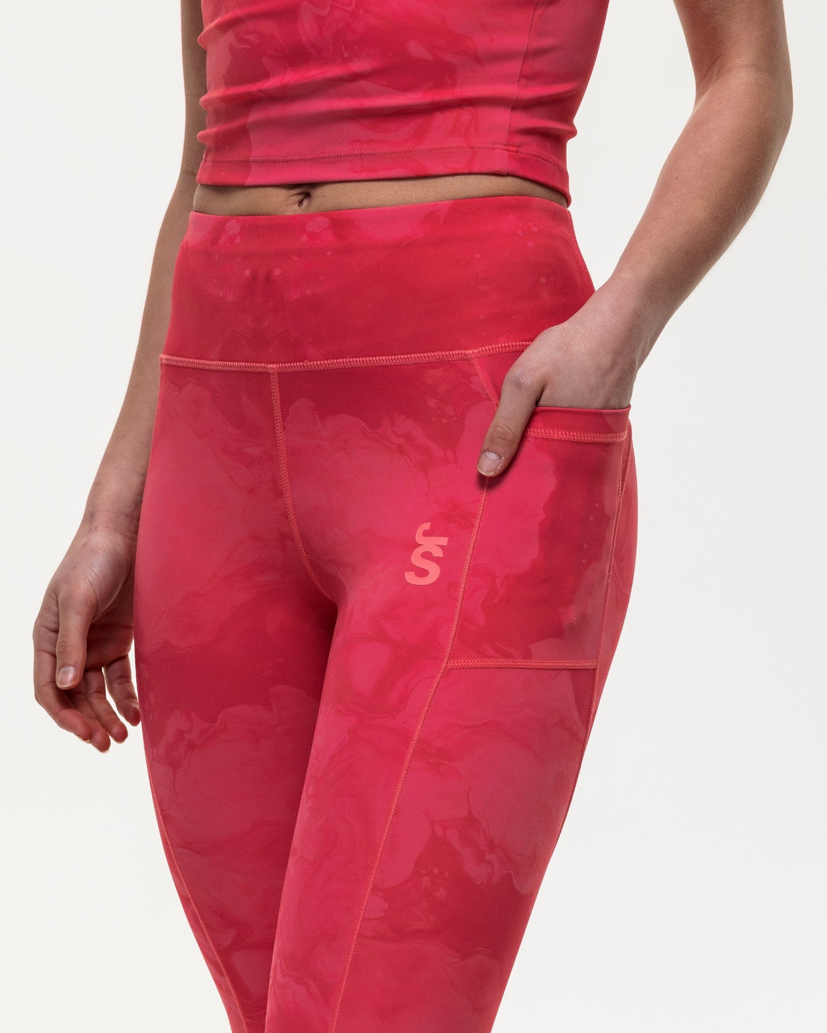 Power 7/8 Training Leggings - Coral Marble