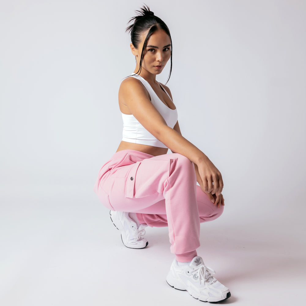【KOOLOSET】Peach Deep Tuck Balloon Jogger Pink Peach Bedazzled Joggers – House of Eleven by Silva Twins