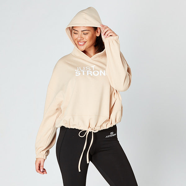 Nude Cropped Statement Hoodie