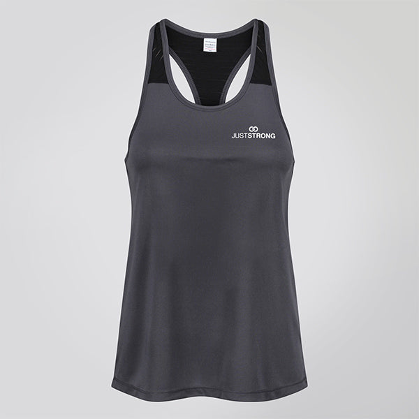 Mesh Top Charcoal Racerback Just Strong Tank