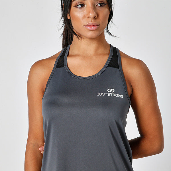 Mesh Top Charcoal Racerback Just Strong Tank