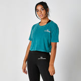 Teal Acid Washed Cropped Tee