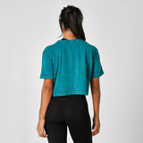 Teal Acid Washed Cropped Tee