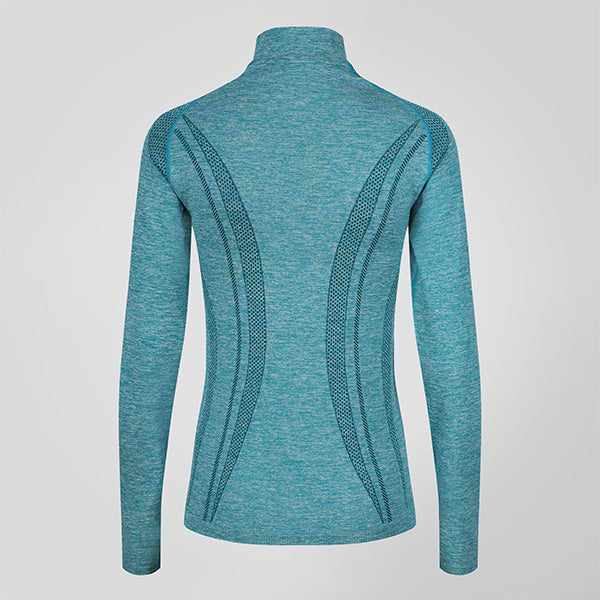 Turquoise Seamless 3d Performance Zip Top
