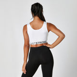 All White Just Strong Sports Bra