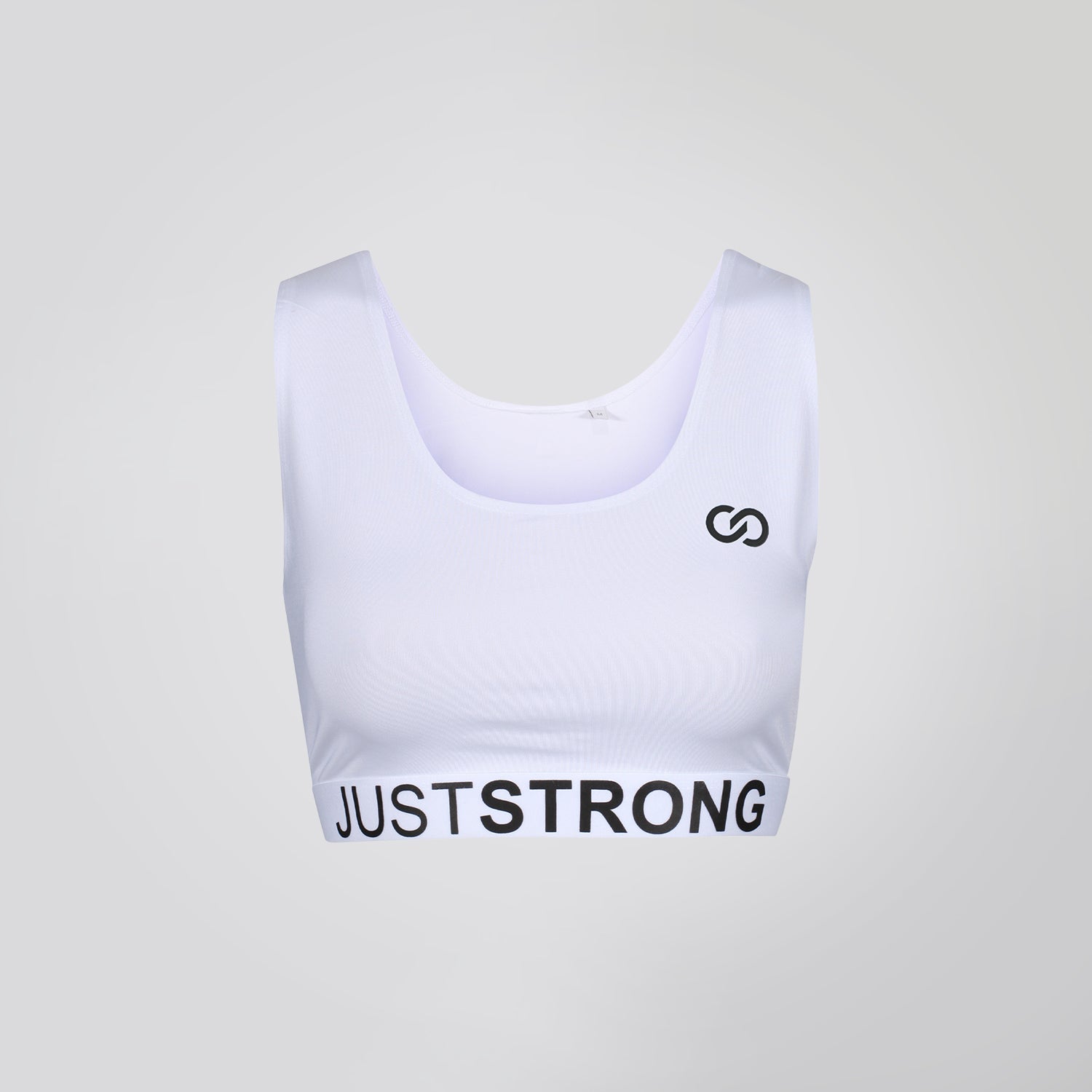 All White Just Strong Sports Bra