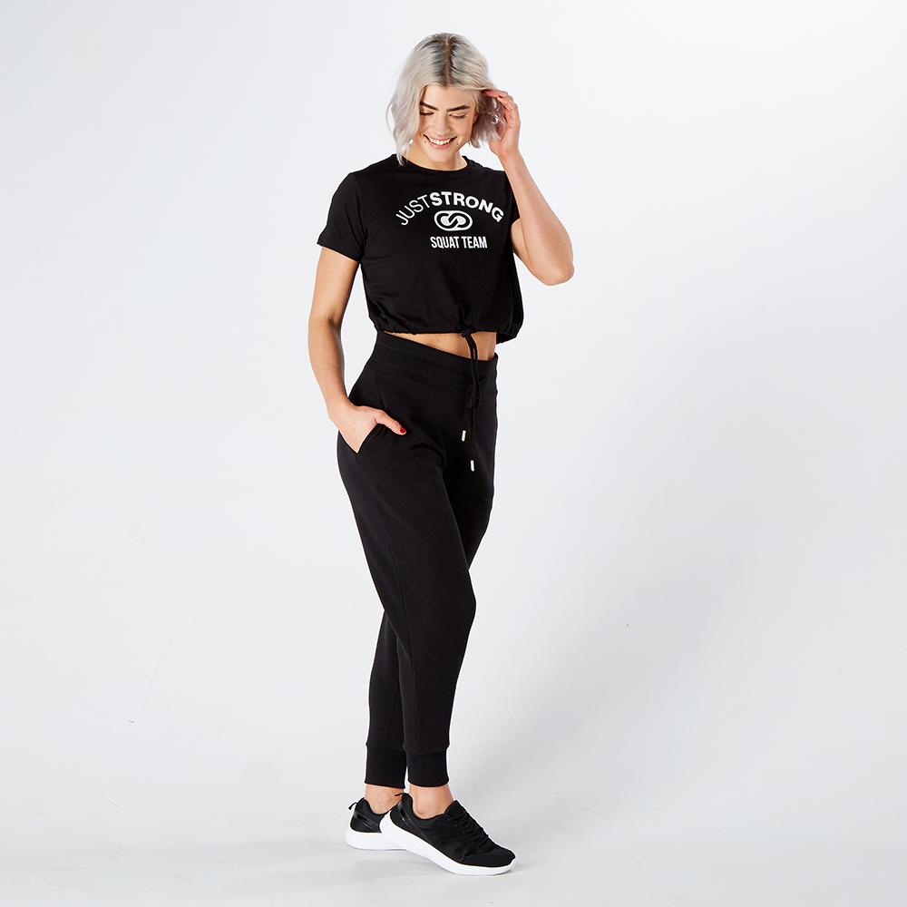 Black Cropped Team Graphic Tee