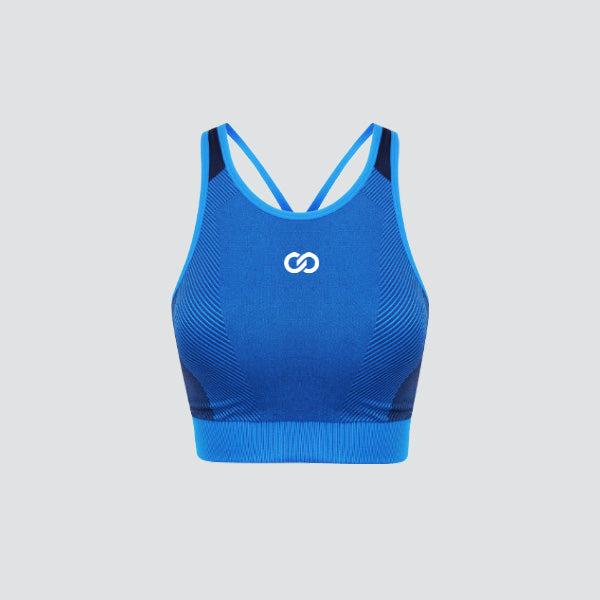 Bright Blue / Navy Seamless Panelled Crop Top