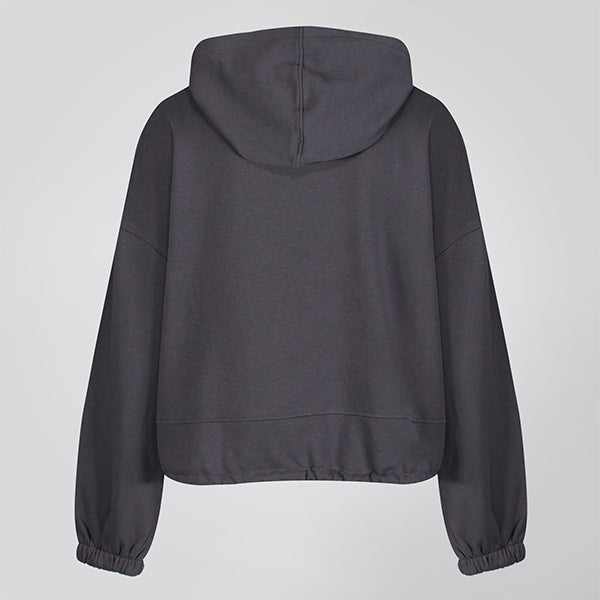 Charcoal Cropped Statement Hoodie
