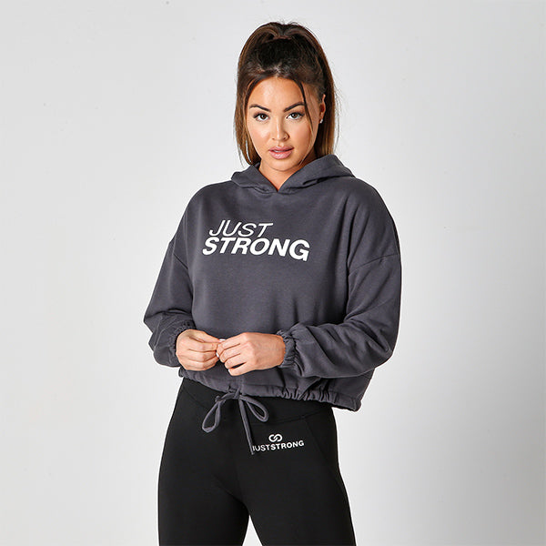 Charcoal Cropped Statement Hoodie