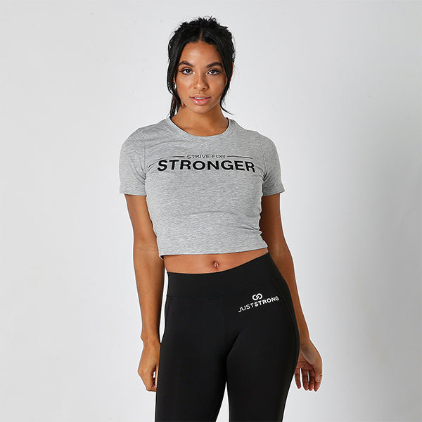 Grey Strive For Stronger Cropped Tee