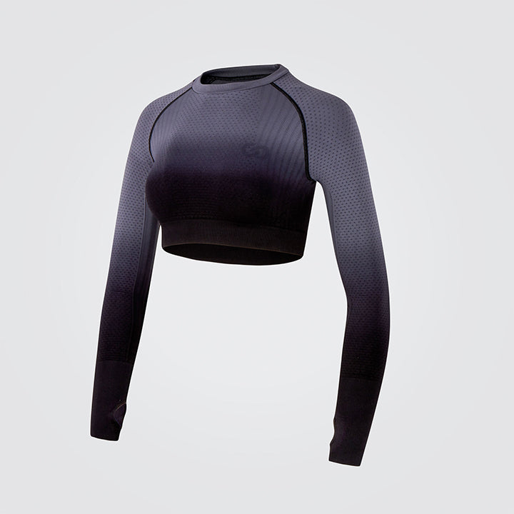 Midnight Ombre Long Sleeve Crop Top