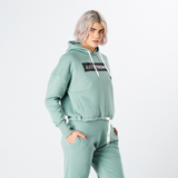 Moss Green Marl Relax Cropped Hoodie