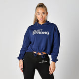 Navy Blue Cropped Statement Hoodie