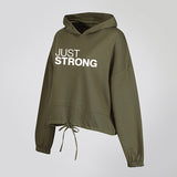 Olive Green Cropped Statement Hoodie