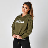 Olive Green Cropped Statement Hoodie
