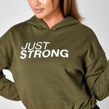 Olive Green Cropped Statement Hoodie