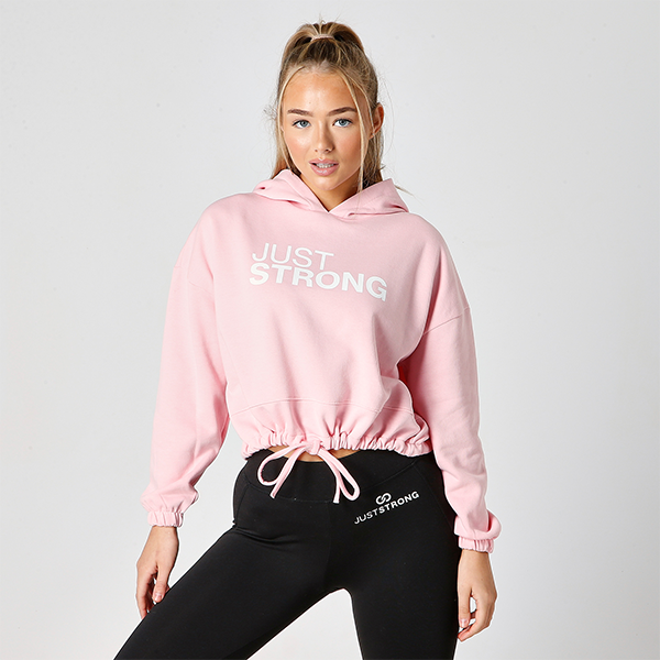 Pink Cropped Statement Hoodie