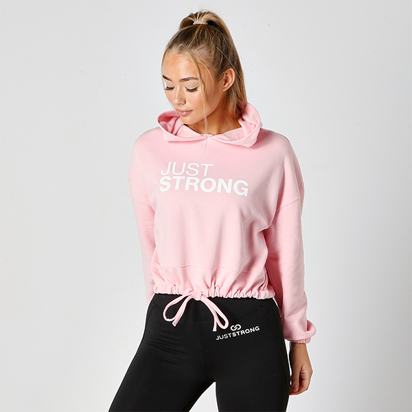 Pink Cropped Statement Hoodie