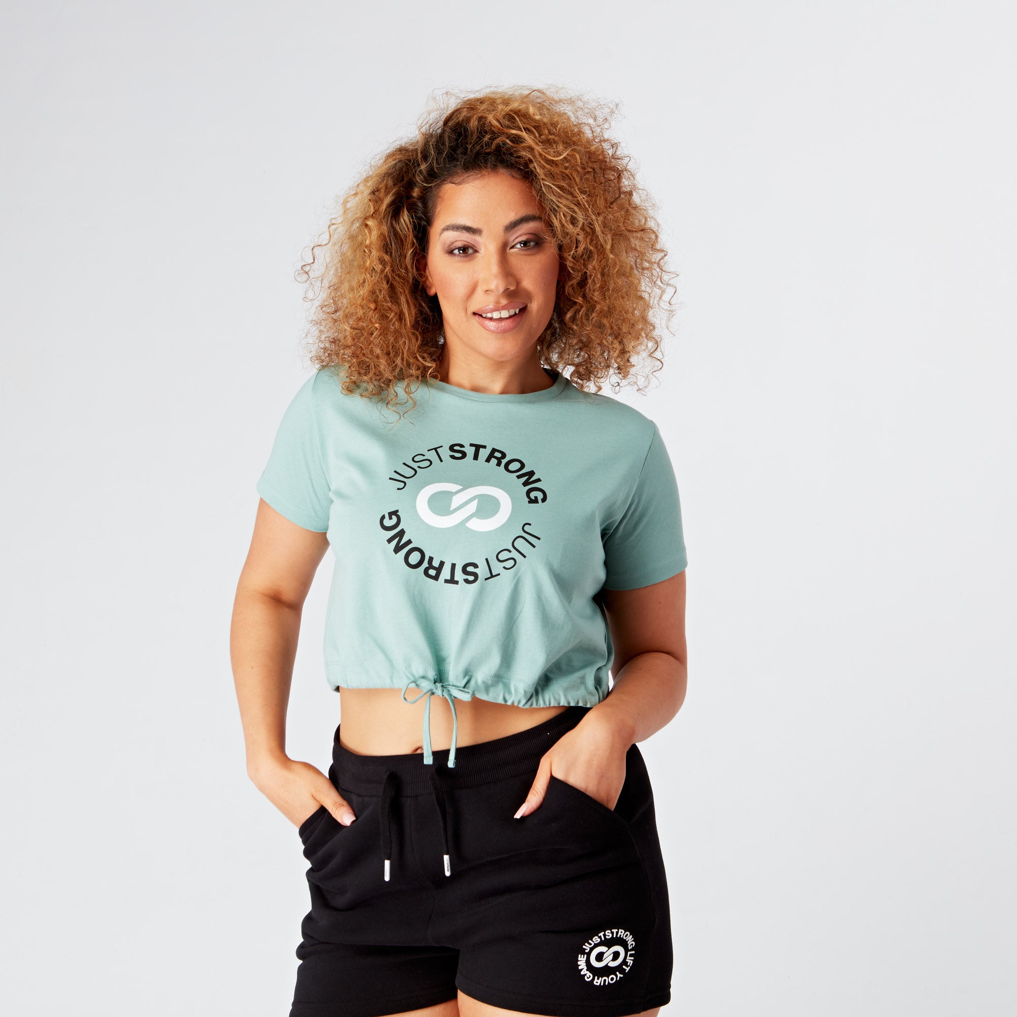 Silver Green Cropped Stamp Graphic Tee