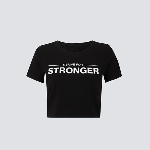 Black Strive For Stronger Cropped Tee