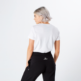 White Cropped Reflective Stamp Graphic Tee