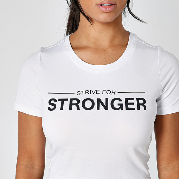 White Strive For Stronger Cropped Tee